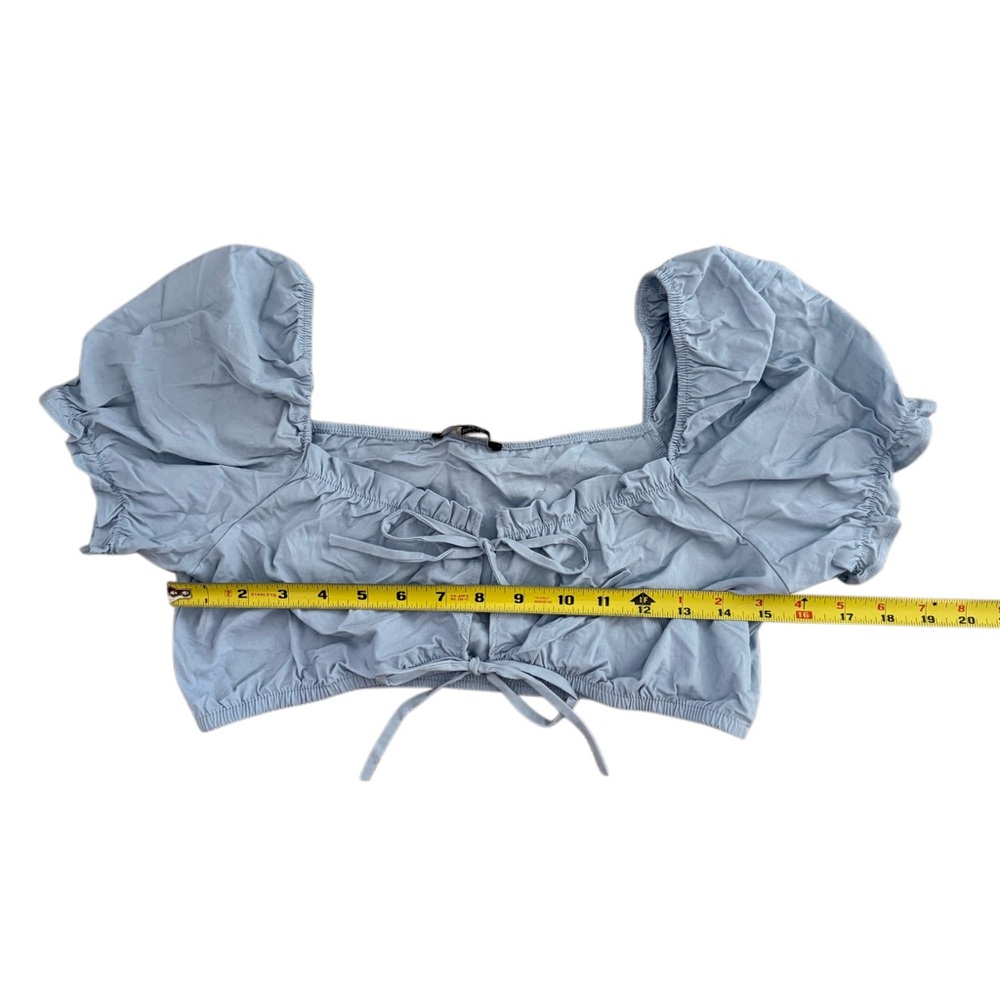Blashe Double Tie-Front Puff Sleeve Crop Top - Picture 9 of 12